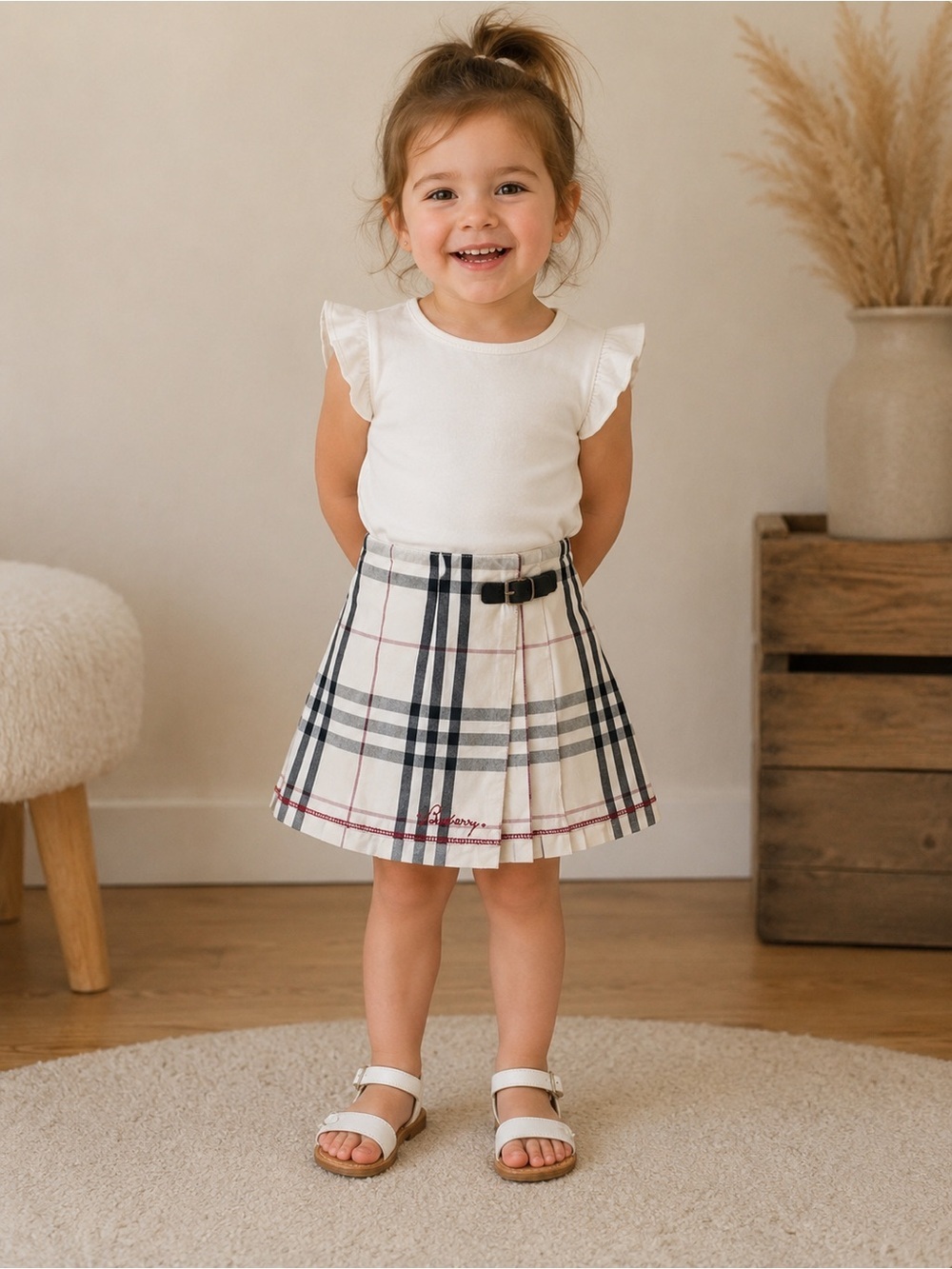 Burberry baby skirt wrap elastic belt 3T beige Burberry